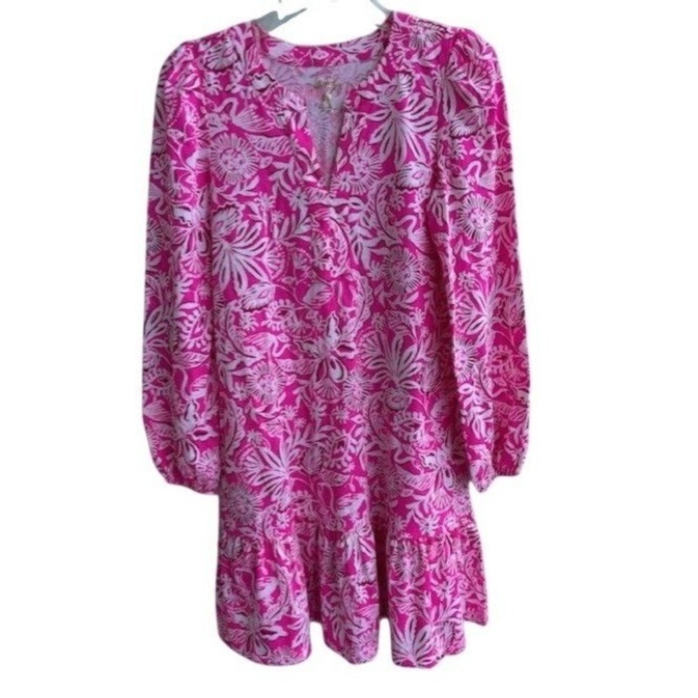 Lilly‎ Pulitzer Pink & White Floral Long Sleeve Dress XS